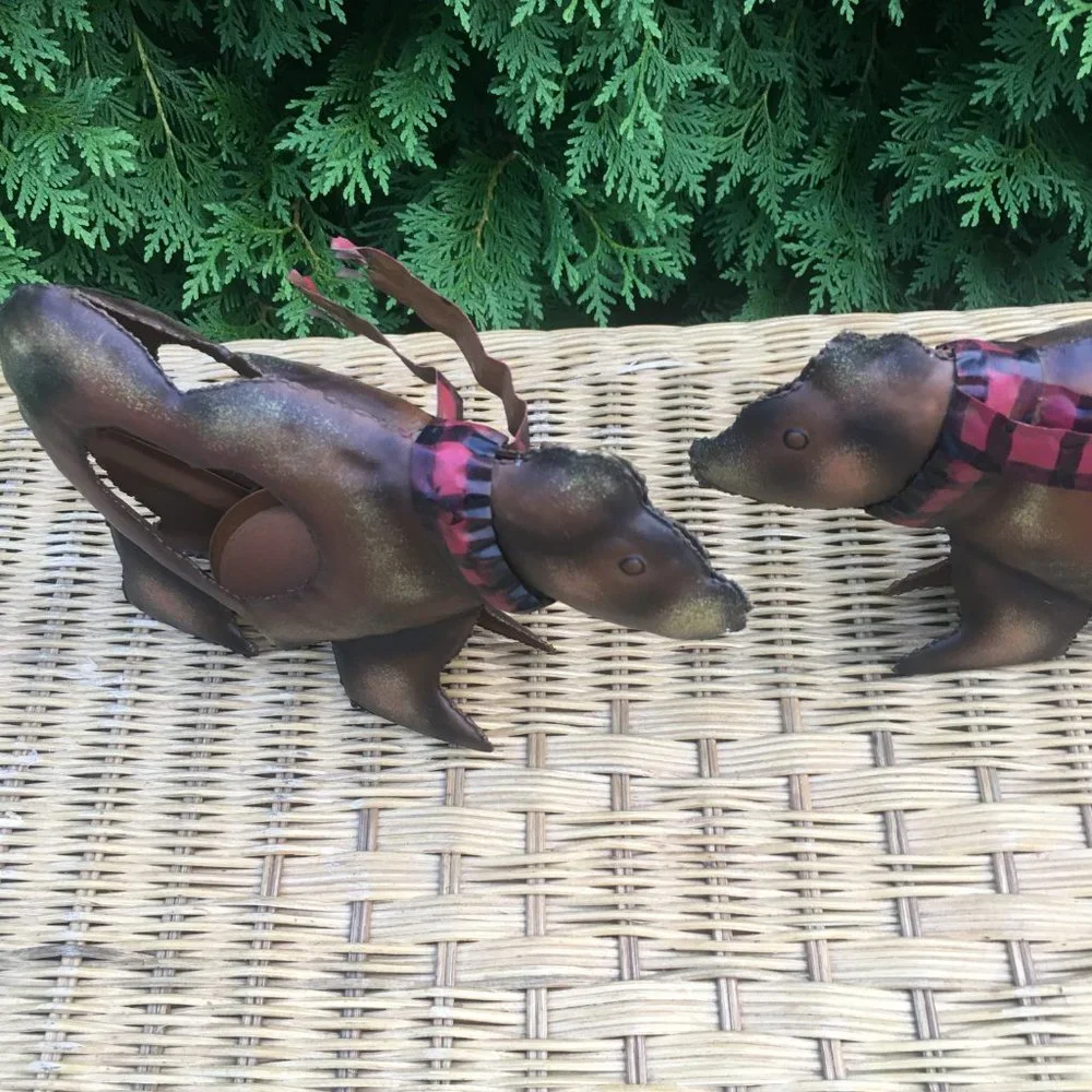 Cute Metal Bear Candle Holders, set of 2
